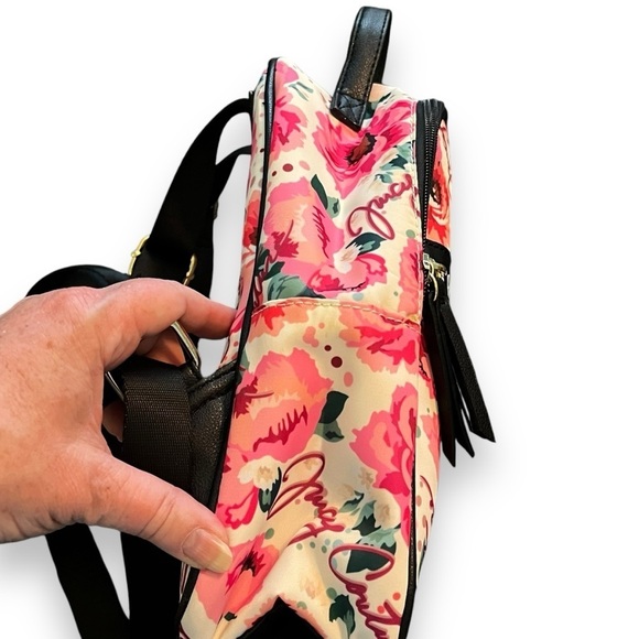 Juicy Couture Zip Back Pack Pick Ur Petal Floral Rose Print Vinyl Pockets Small - Picture 7 of 9
